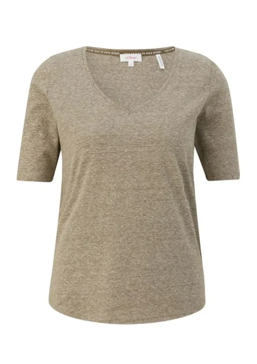 s.Oliver T-Shirt mit Rollsaum weiß, grün, schwarz, orange S13  2130253