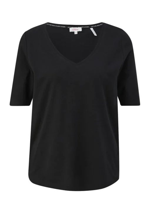 s.Oliver T-Shirt mit Rollsaum weiß, grün, schwarz, orange S13  2130253