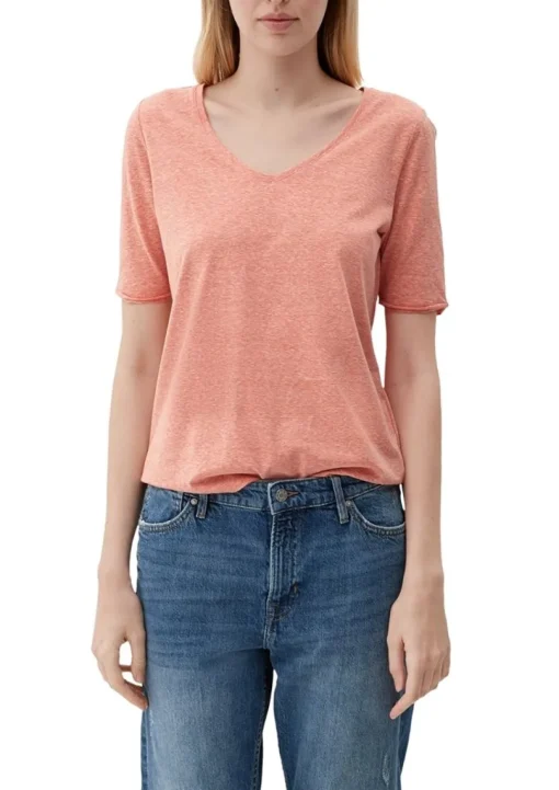 s.Oliver T-Shirt mit Rollsaum weiß, grün, schwarz, orange S13  2130253