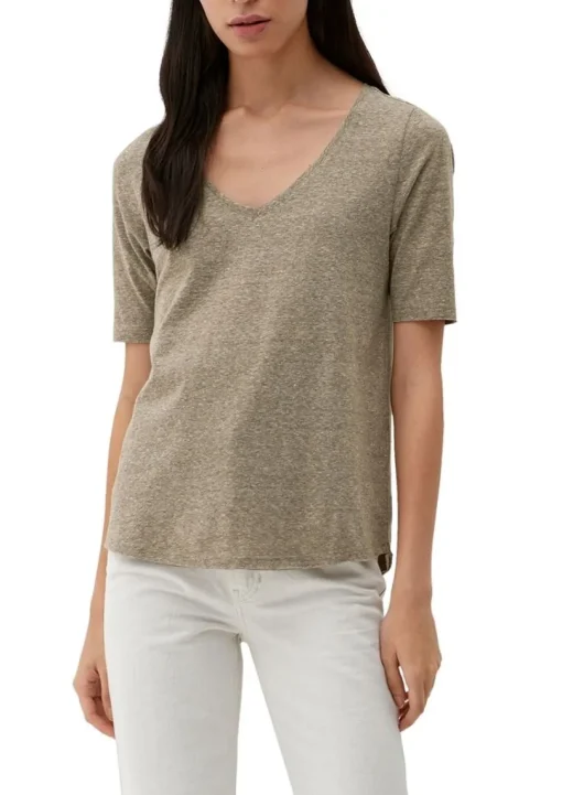 s.Oliver T-Shirt mit Rollsaum weiß, grün, schwarz, orange S13  2130253