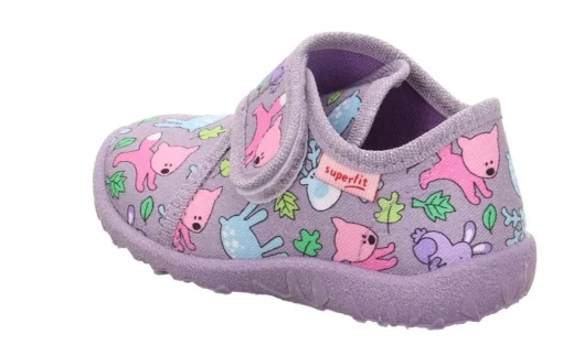 super fit SPOTTY - Lila/Mehrfarbig Hausschuh mit Klettverschluss S23  1-009246-8510
