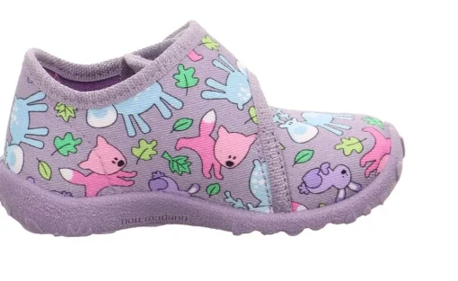 super fit SPOTTY - Lila/Mehrfarbig Hausschuh mit Klettverschluss S23  1-009246-8510