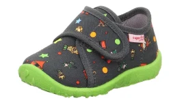 superfit Hausschuh mit Klettverschluss SPOTTY grau/mehrfarbig S23  1-009246-2070