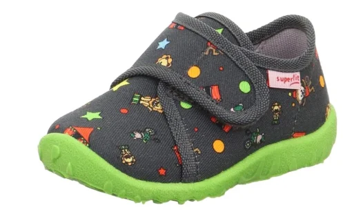 superfit Hausschuh mit Klettverschluss SPOTTY grau/mehrfarbig S23  1-009246-2070