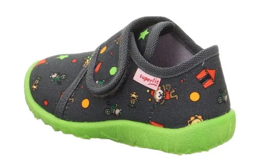 superfit Hausschuh mit Klettverschluss SPOTTY grau/mehrfarbig S23  1-009246-2070