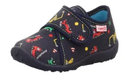 superfit Kinder Hausschuh SPOTTY Klettverschluss BLAU/MEHRFARBIG 1-009246-8130