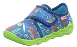 superfit Kinder Hausschuh BUBBLE Klettverschluss BLAU 1-006273-8000