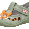 superfit Kinder Hausschuh SPOTTY Klettverschluss HELLGRÜN mit TIGER 1-009256-7500