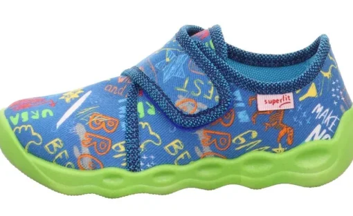 superfit Kinder Hausschuh BUBBLE Klettverschluss BLAU 1-006273-8000