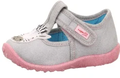 superfit Kinder Hausschuh SPOTTY Klettverschluss GRAU mit ZEBRA 1-009256-2030