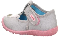 superfit Kinder Hausschuh SPOTTY Klettverschluss GRAU mit ZEBRA 1-009256-2030