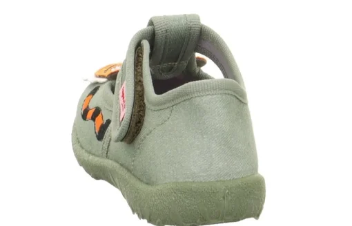 superfit Kinder Hausschuh SPOTTY Klettverschluss HELLGRÜN mit TIGER 1-009256-7500