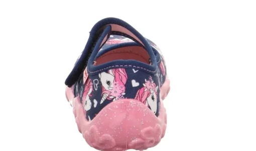 superfit Kinder Hausschuh BONNY Klettverschluss DUNKELBLAU EINHÖRNER 1-800283-8090