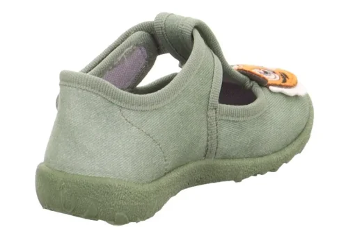 superfit Kinder Hausschuh SPOTTY Klettverschluss HELLGRÜN mit TIGER 1-009256-7500