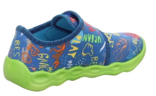 superfit Kinder Hausschuh BUBBLE Klettverschluss BLAU 1-006273-8000