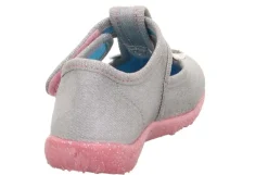 superfit Kinder Hausschuh SPOTTY Klettverschluss GRAU mit ZEBRA 1-009256-2030
