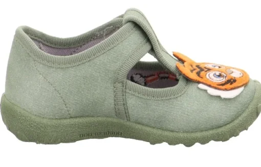 superfit Kinder Hausschuh SPOTTY Klettverschluss HELLGRÜN mit TIGER 1-009256-7500
