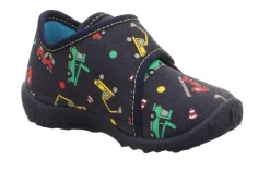superfit Kinder Hausschuh SPOTTY Klettverschluss BLAU/MEHRFARBIG 1-009246-8130