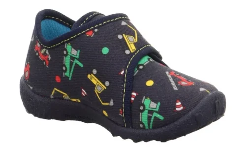 superfit Kinder Hausschuh SPOTTY Klettverschluss BLAU/MEHRFARBIG 1-009246-8130