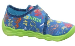 superfit Kinder Hausschuh BUBBLE Klettverschluss BLAU 1-006273-8000