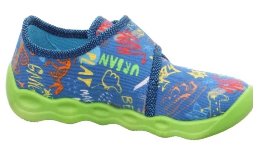 superfit Kinder Hausschuh BUBBLE Klettverschluss BLAU 1-006273-8000