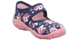 superfit Kinder Hausschuh BONNY Klettverschluss DUNKELBLAU EINHÖRNER 1-800283-8090