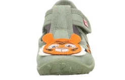 superfit Kinder Hausschuh SPOTTY Klettverschluss HELLGRÜN mit TIGER 1-009256-7500