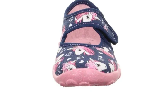 superfit Kinder Hausschuh BONNY Klettverschluss DUNKELBLAU EINHÖRNER 1-800283-8090