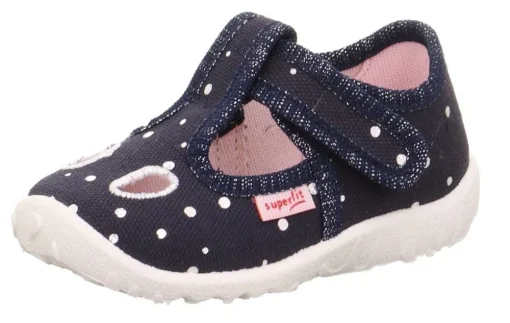 superfit SPOTTY - Dunkelblau/Silber Hausschuh mit Klettverschluss Punkte S13 1-009248-8020