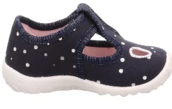 superfit SPOTTY - Dunkelblau/Silber Hausschuh mit Klettverschluss Punkte S13 1-009248-8020