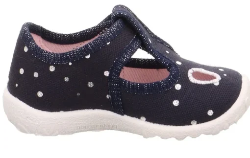 superfit SPOTTY - Dunkelblau/Silber Hausschuh mit Klettverschluss Punkte S13 1-009248-8020