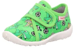 superfit SPOTTY - Grün/Mehrfarbig Hausschuh mit Klettverschluss Dino, Fußball S13 1-009246-7010