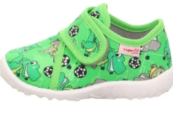superfit SPOTTY - Grün/Mehrfarbig Hausschuh mit Klettverschluss Dino, Fußball S13 1-009246-7010