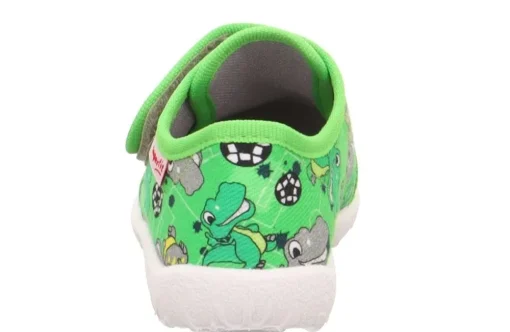 superfit SPOTTY - Grün/Mehrfarbig Hausschuh mit Klettverschluss Dino, Fußball S13 1-009246-7010