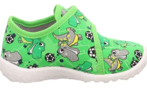 superfit SPOTTY - Grün/Mehrfarbig Hausschuh mit Klettverschluss Dino, Fußball S13 1-009246-7010