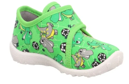 superfit SPOTTY - Grün/Mehrfarbig Hausschuh mit Klettverschluss Dino, Fußball S13 1-009246-7010