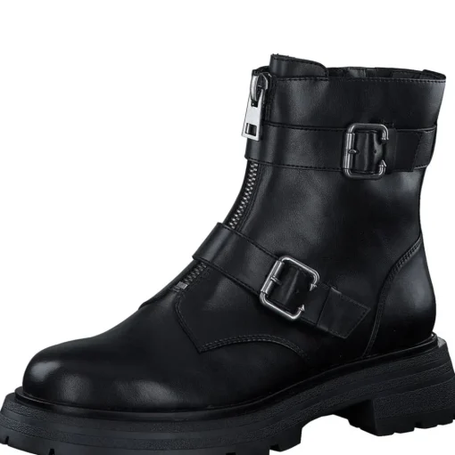 Tamaris Boots Stiefeletten Leder Zierschnallen schwarz S23 1-25320-41