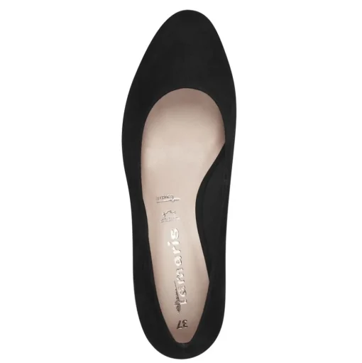 Tamaris Damen Keilpumps Leder TOUCHit- Fußbett Anti Slide Bastverzierung schwarz S14 1-22303-42