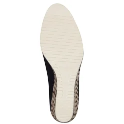 Tamaris Damen Keilpumps Leder TOUCHit- Fußbett Anti Slide Bastverzierung schwarz S14 1-22303-42