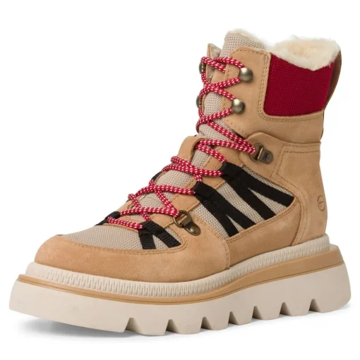 Tamaris Damen Schnürboots DUOtex- Membran Warmfutter Wechselfußbett beige S23 1-26284-41