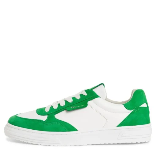 Tamaris Damen Sneaker Leder- Mix Wechselfußbett grün, pink S14 1-23617-42