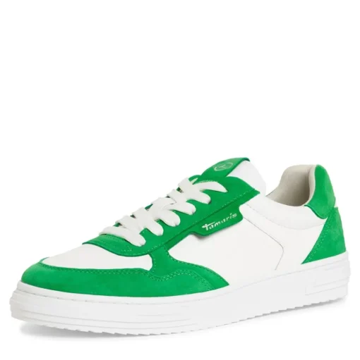 Tamaris Damen Sneaker Leder- Mix Wechselfußbett grün, pink S14 1-23617-42