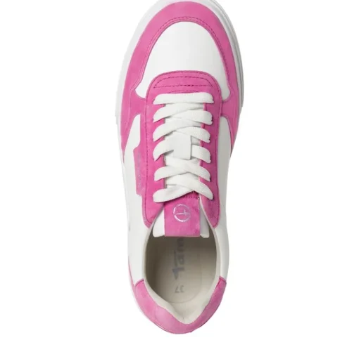 Tamaris Damen Sneaker Leder- Mix Wechselfußbett grün, pink S14 1-23617-42