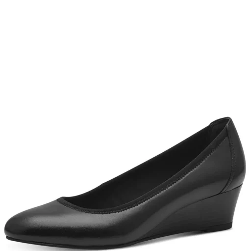 Tamaris Keilpumps Leder TOUCHit- Fußbett ANTISLIDE schwarz S14 1-22320-42