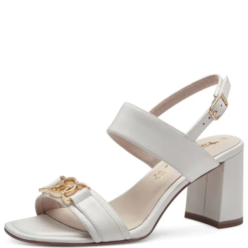 Tamaris Ledersandalette weiß mit Applikation S14 1-28333-42
