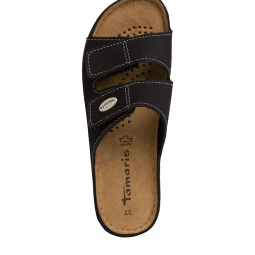 Tamaris Pantolette Leder Klettverschluss schwarz  1-1-27510-26