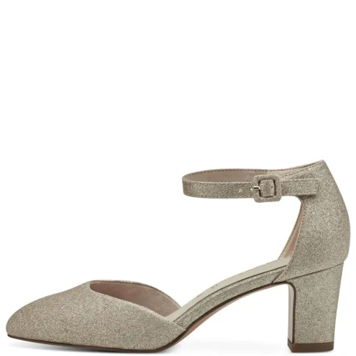 Tamaris Pumps Riemchen TOUCHit- Fußbett Glitzereffekt weiß, gold S13  1-1-24432-20