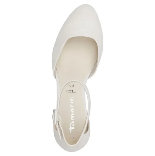 Tamaris Pumps Riemchen TOUCHit- Fußbett Glitzereffekt weiß, gold S13  1-1-24432-20