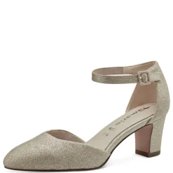 Tamaris Pumps Riemchen TOUCHit- Fußbett Glitzereffekt weiß, gold S13  1-1-24432-20