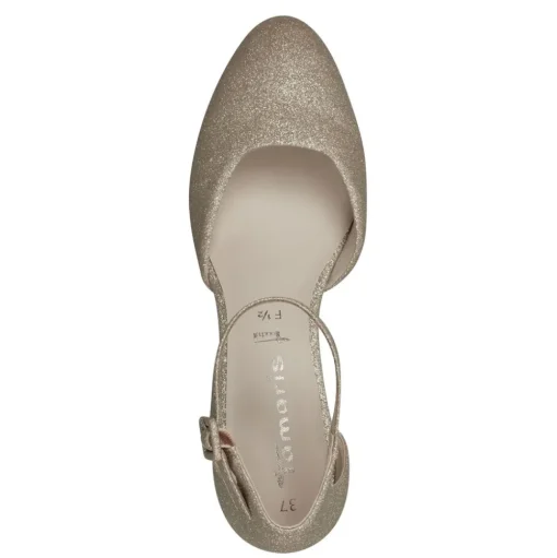 Tamaris Pumps Riemchen TOUCHit- Fußbett Glitzereffekt weiß, gold S13  1-1-24432-20